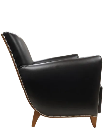 Fauteuil club, cuir noir — après
